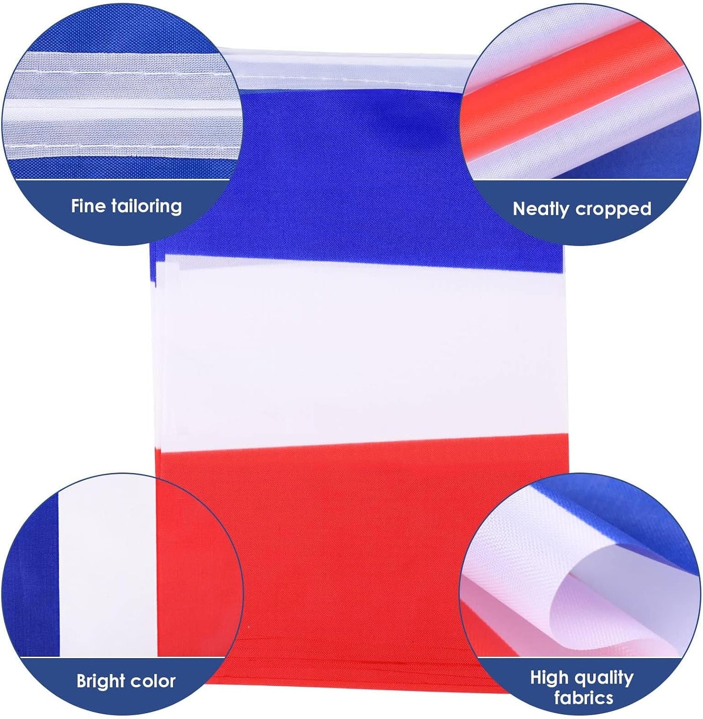 30 Banderines Francia Doble Cara Fiesta Jardín