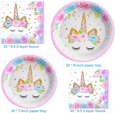 Servilletas unicornio fiesta cumpleaños niña 96 pzas