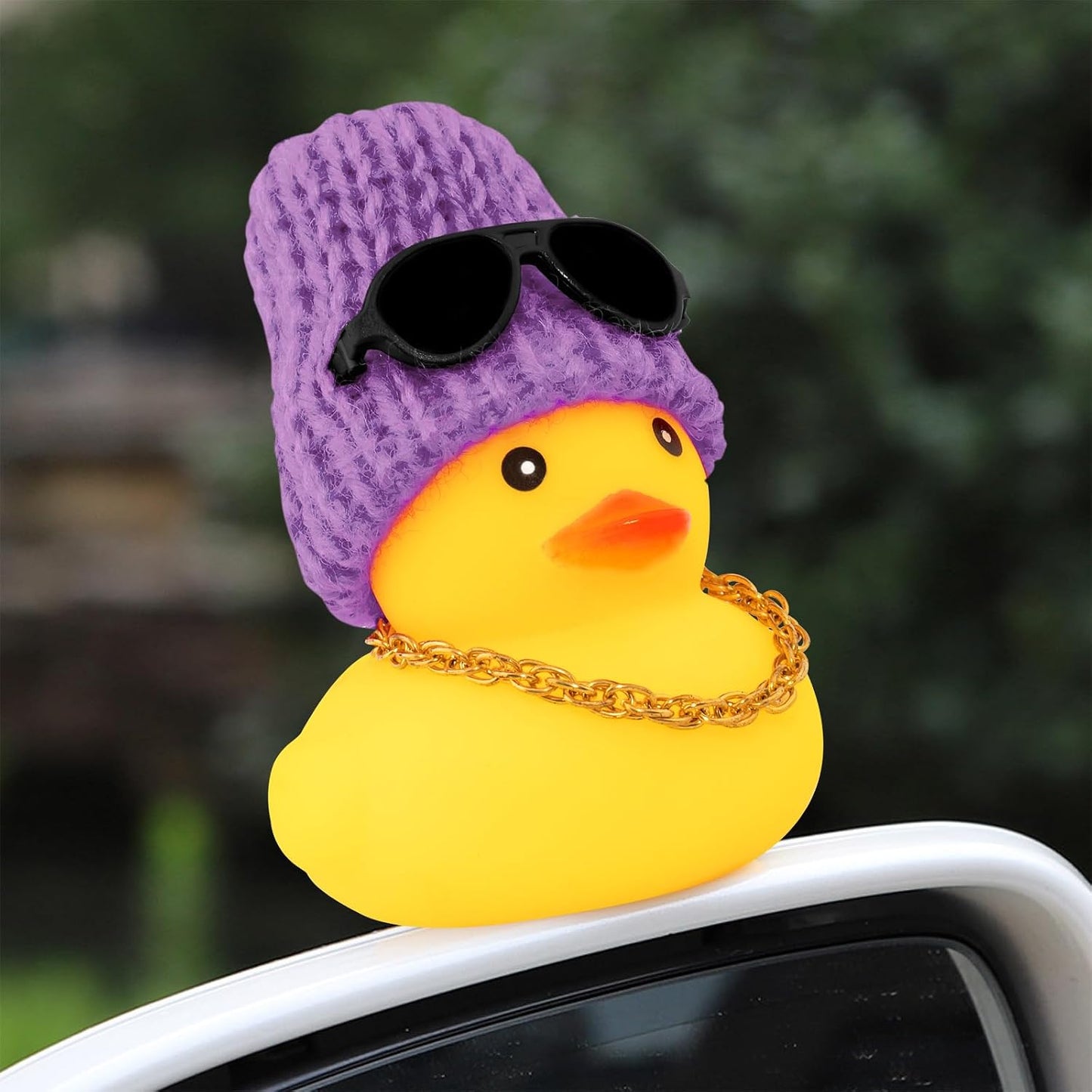 Adornos pato goma casco hélice navideño U-morado