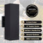 Lámpara pared aluminio exterior negro mate UL 2 pzas