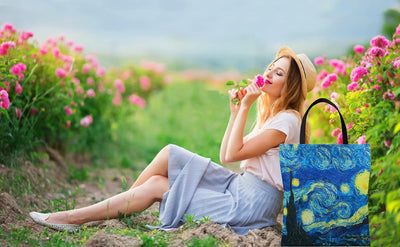 Bolsa de mano reutilizable lona para mujer trabajo playa viajes