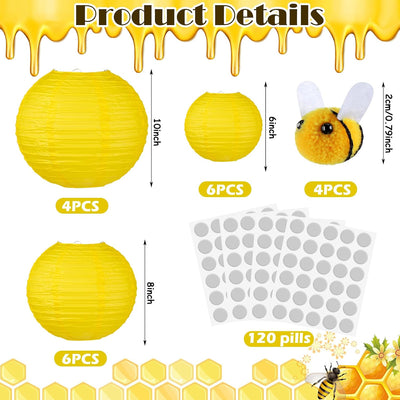 140 Linternas Papel Abeja 6-10pulg Amarillo 3D Colgantes Fiesta