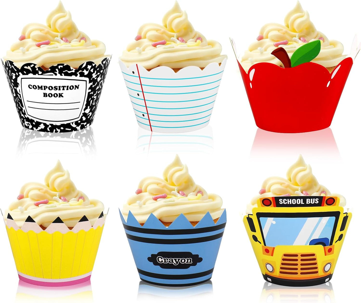 Envoltorios para cupcakes FYSUIMU regreso a clases 6 diseños