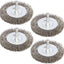 Set 4 cepillos alambre acero inox 3pulg vástago 1/4pulg