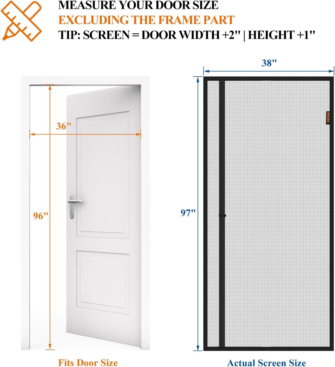 Puerta magnética ajustable 36x96pulg poliéster