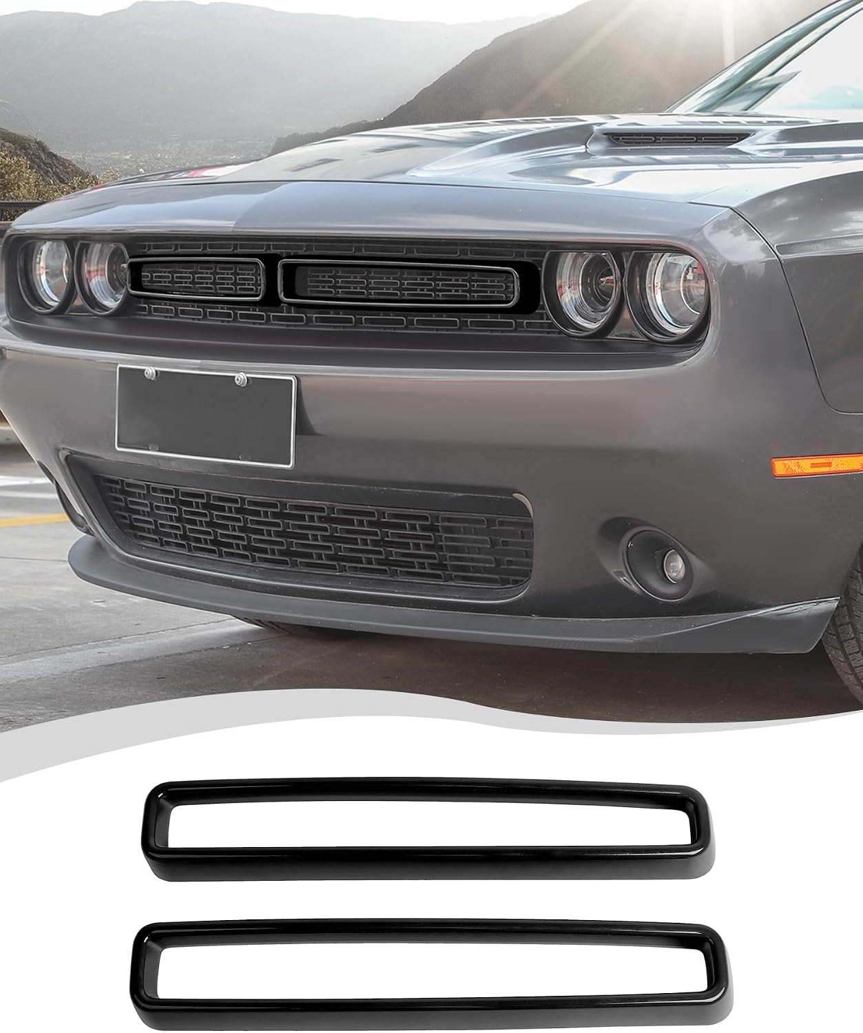 Rejilla delantera cubierta Dodge Challenger 2015-25 Negro