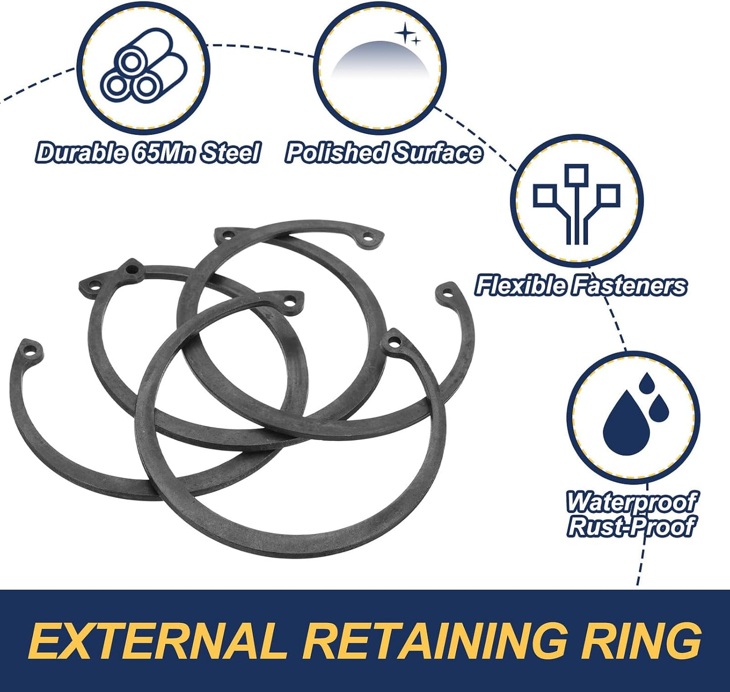 4 Anillos Retención 3.071pulg Acero Manganeso Ejes Ranurados