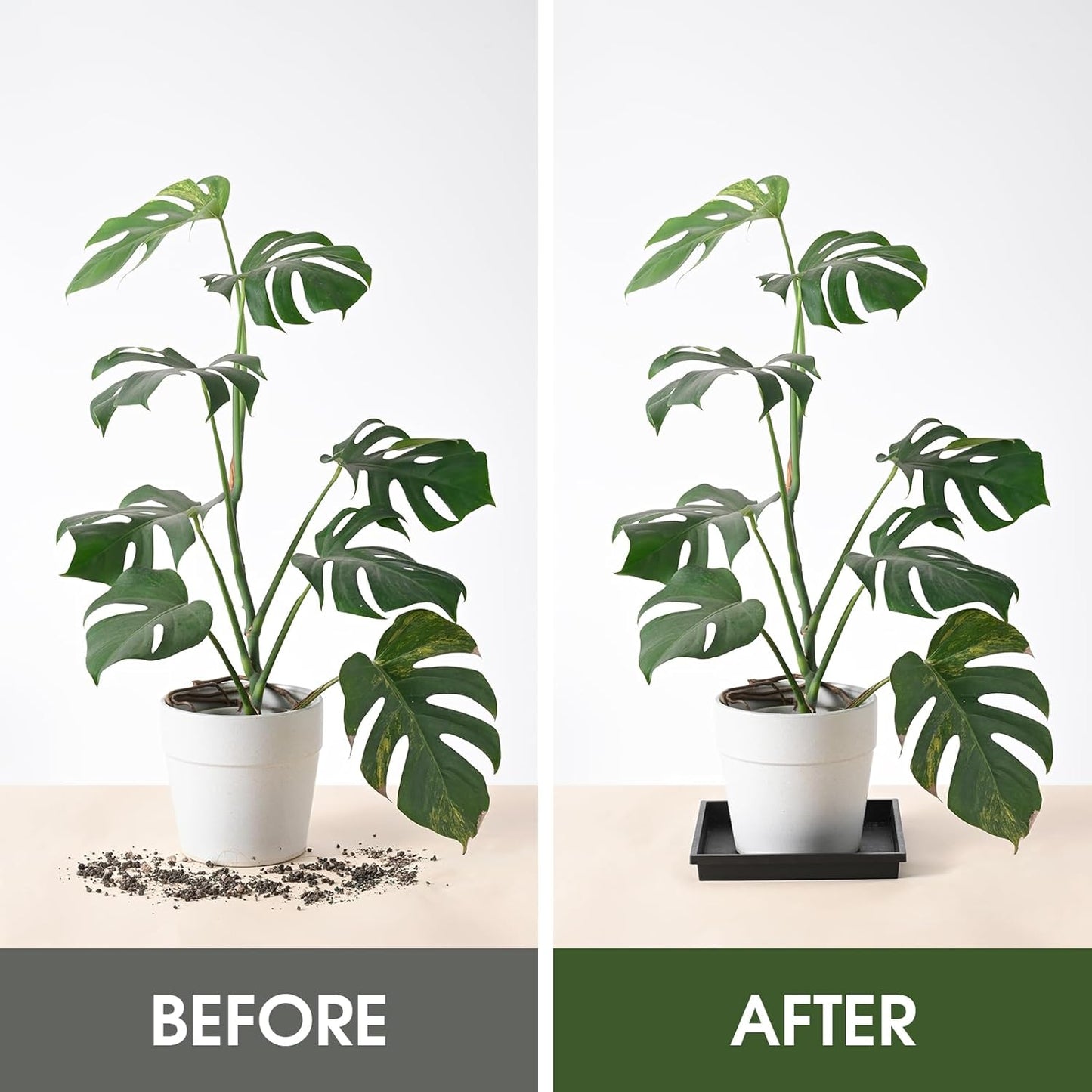Platillo cuadrado para plantas 14pulg set 2 plástico resistente