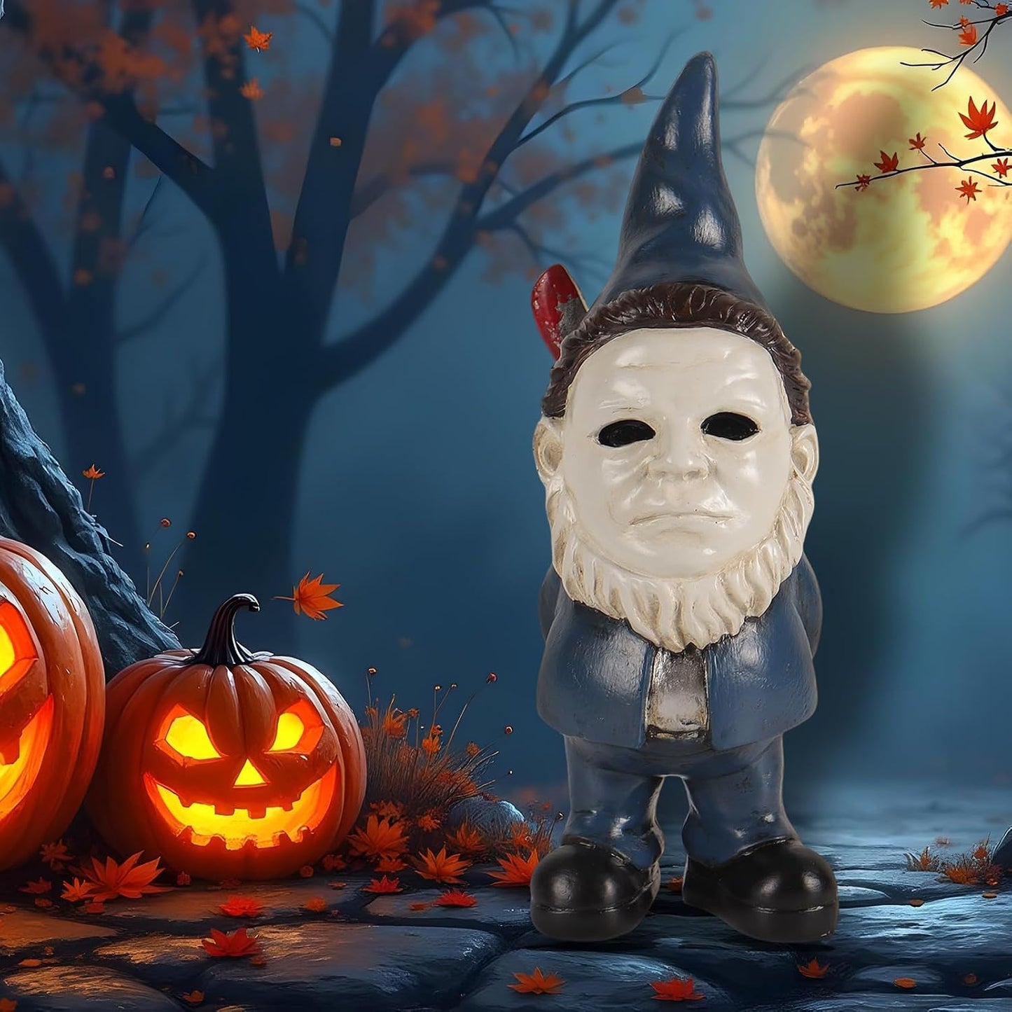 Gnomo Halloween decoración hogar cesta Boo azul