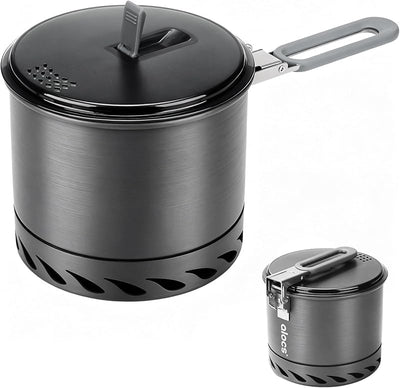 Olla camping 1l aluminio Tritan con mango plegable