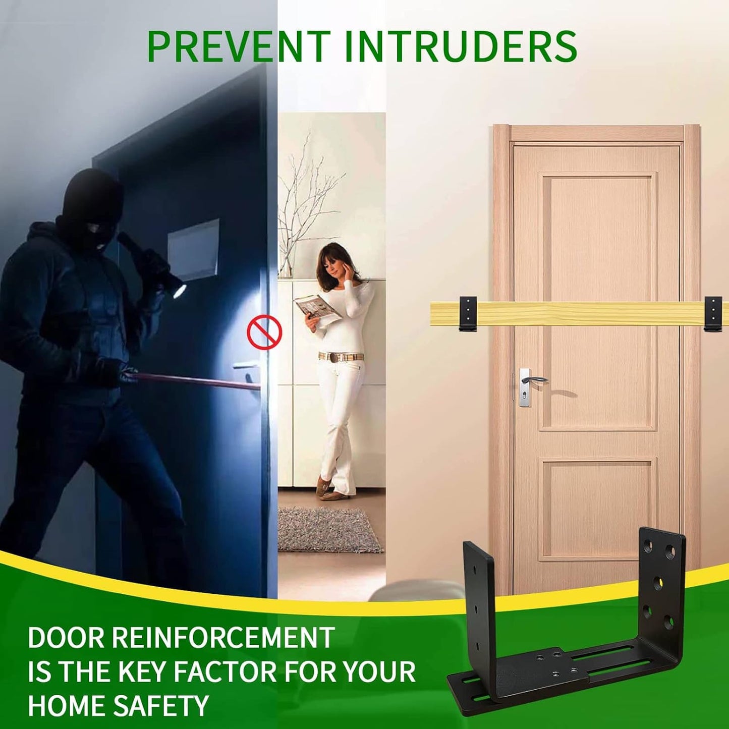 Soporte puerta seguridad acero carbono ajustable 2x4