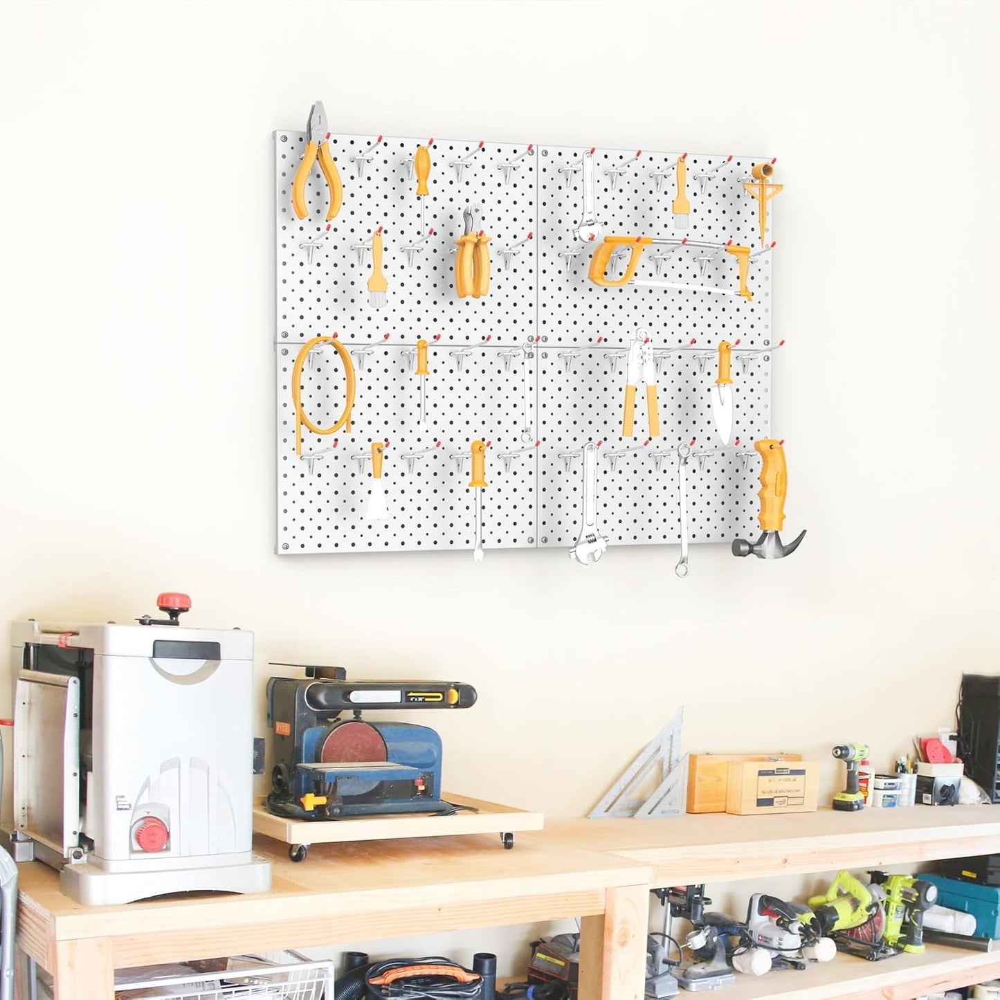 Tablero clavijas modular con ganchos metal 1/8 y 1/4 pulg