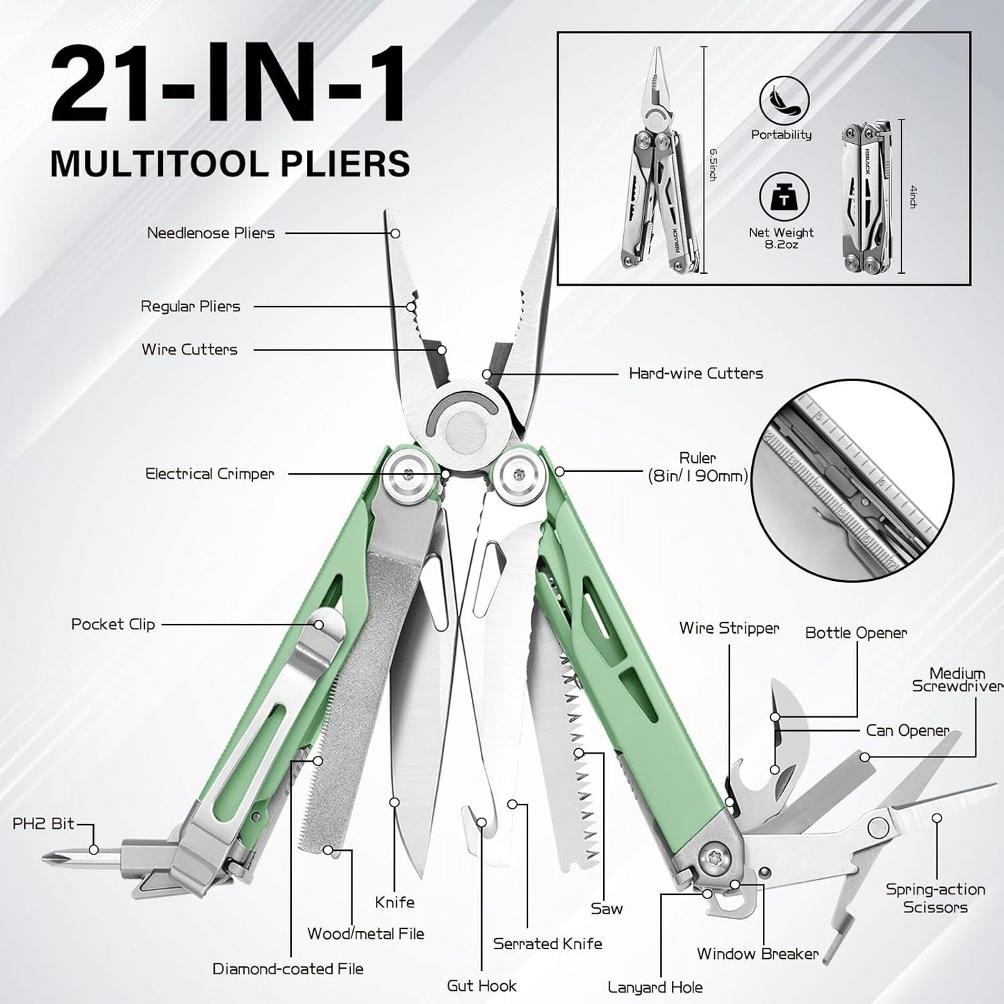 Multiherramienta 21en1 acero inox con tijeras