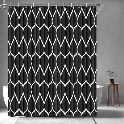 Cortina ducha tela negra 72x72pulg poliéster impermeable 12 ganchos