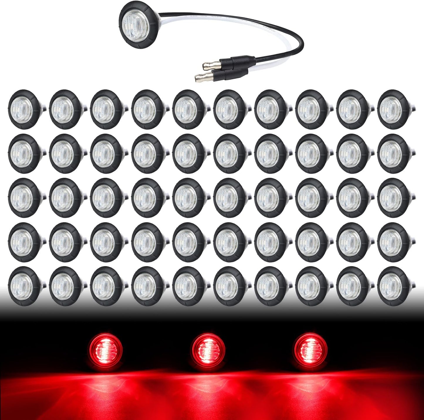 Marcador LED 3/4" luz roja conector 12V universal 50 pzas