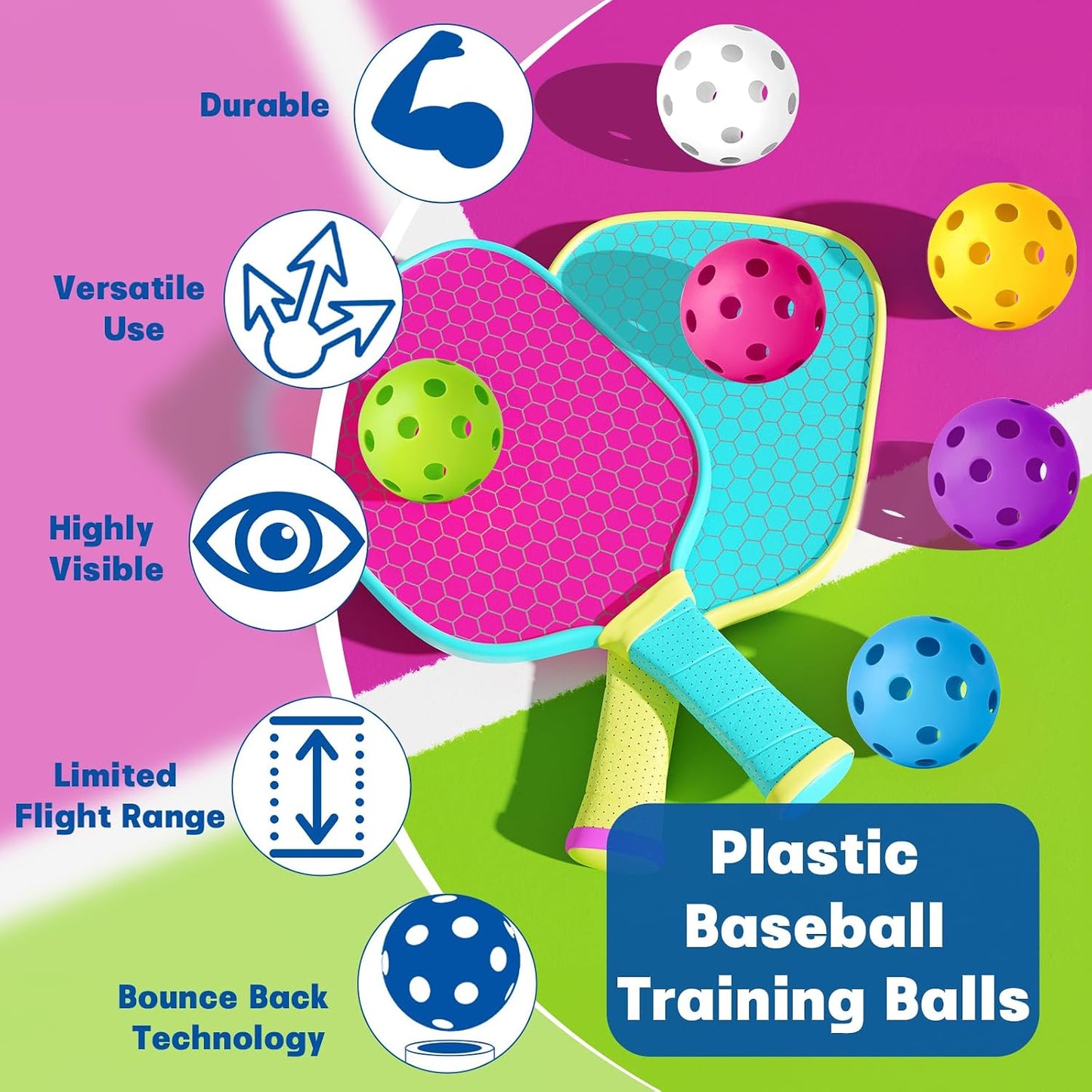 Pack 18/36 Pelotas Béisbol Plástico Huecas Entrenamiento