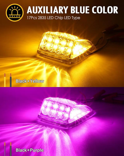 Luz cabina 5 Pzas 17LED cuadrada doble color Kenworth