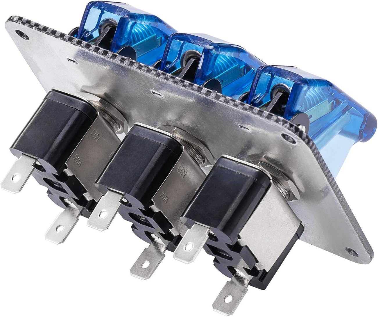 Interruptor palanca fibra carbono LED azul auto