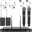 Sistema micrófono inalámbrico 4 canales UHF 2 bolsillo