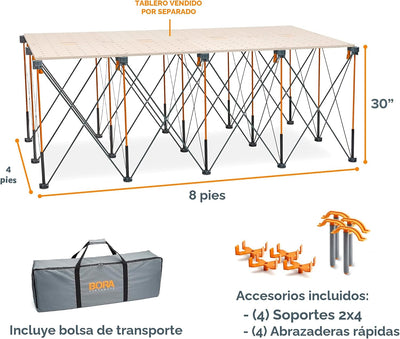 Mesa plegable trabajo 30pulg 4x8pies 6000lb