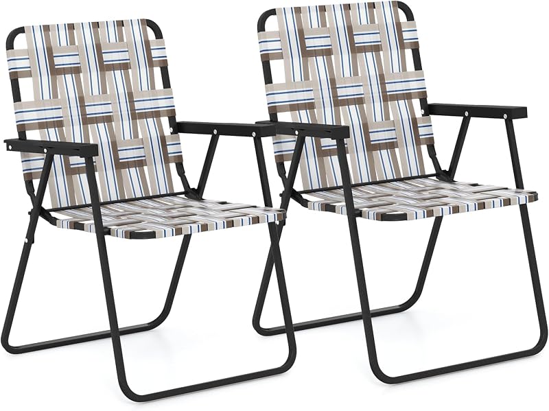 Silla plegable para patio y playa con reposabrazos set 2