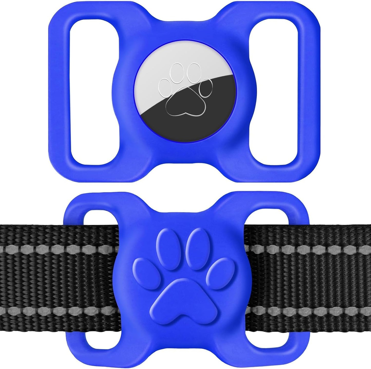 Soporte collar perro gato antipérdida 1.2-1.5pulg azul