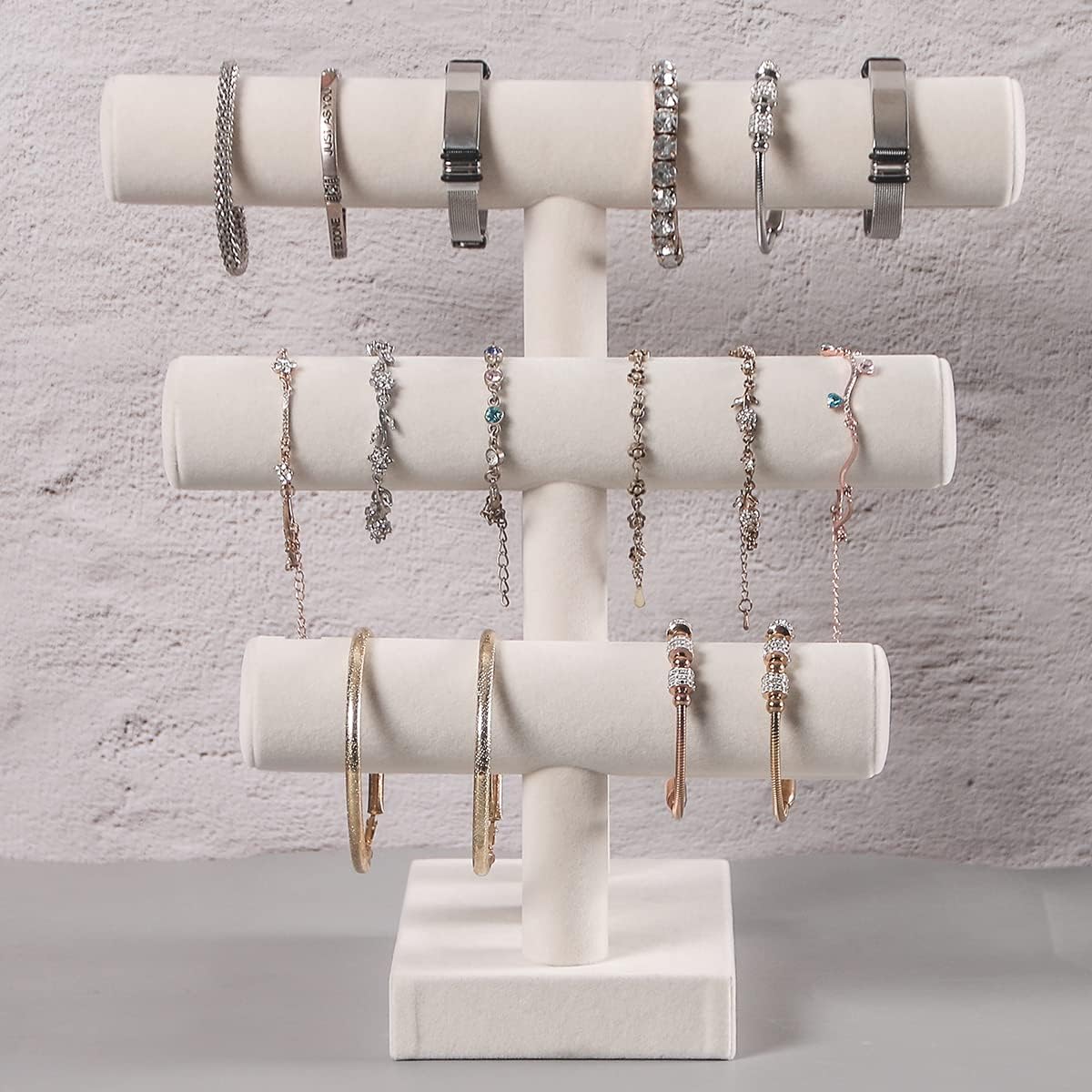Soporte 3 niveles para joyas brazaletes collares y relojes