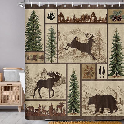 Cortina ducha rústica cabaña 69x72pulg vida silvestre