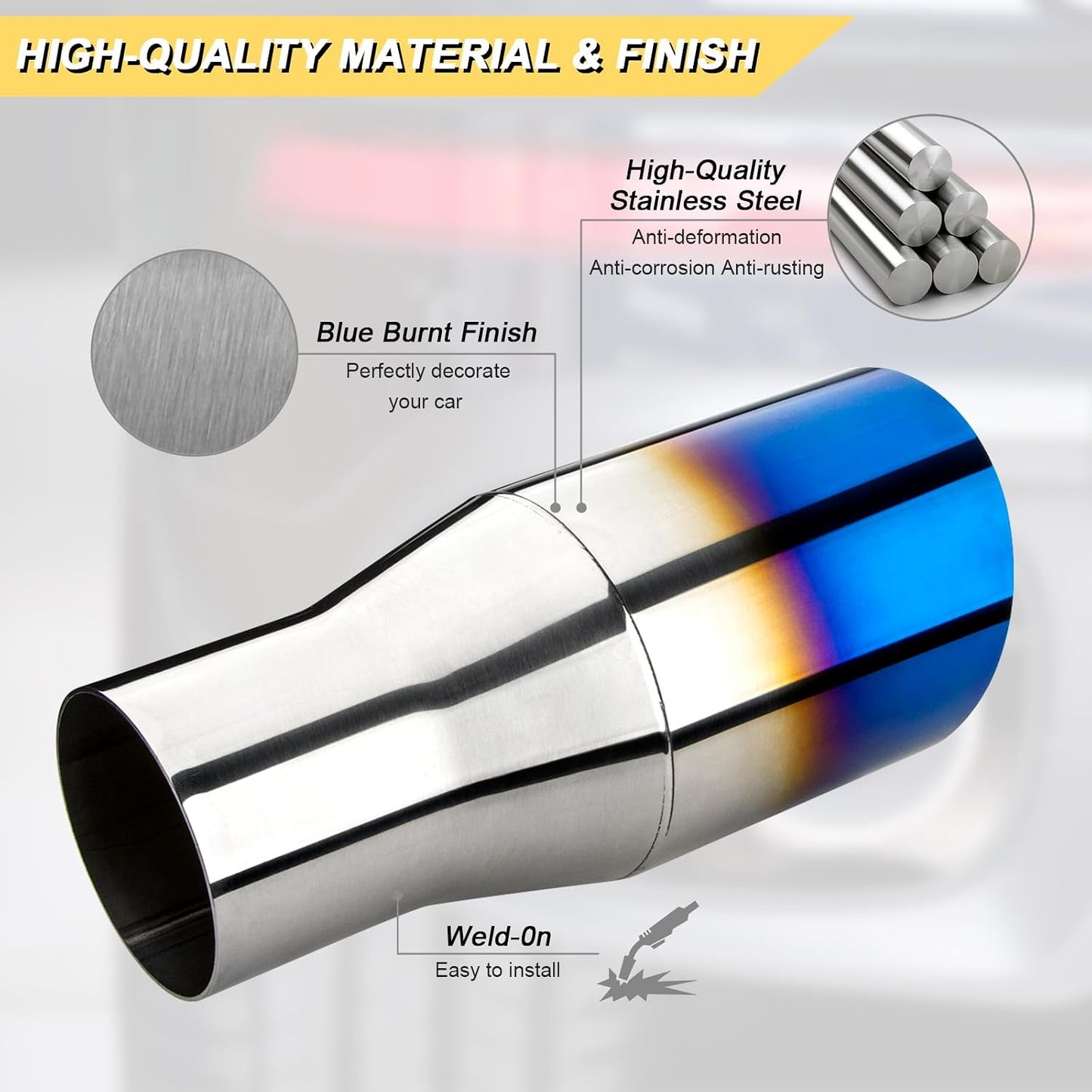 Tubo escape acero inox 2.5x3.5" 7.75"