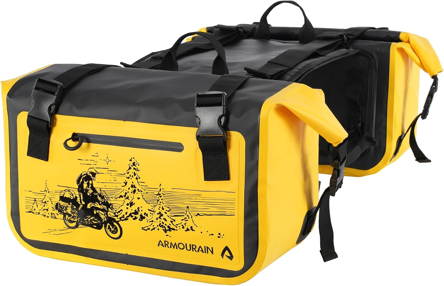 Bolsa lateral motocicleta 50L tipo maleta sillín amarillo