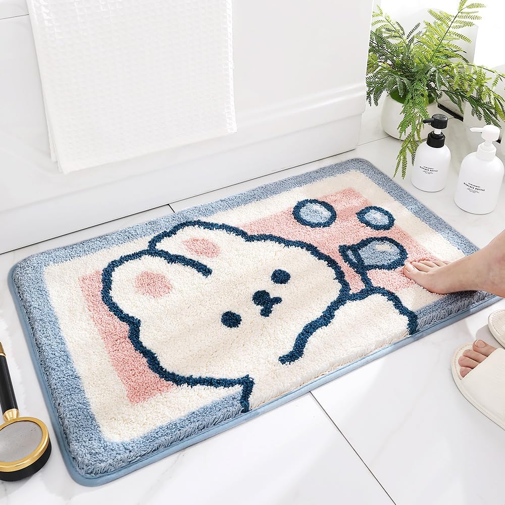 Alfombra baño conejo antiderrap 16x31"