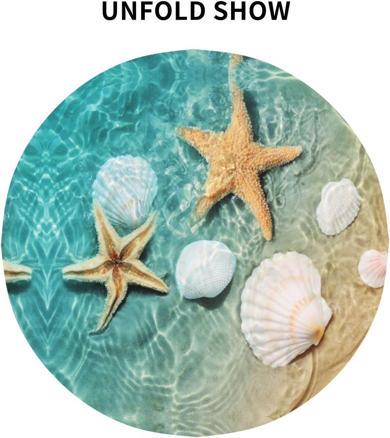 Mantel redondo estrella mar concha playa reutiliz. 60"
