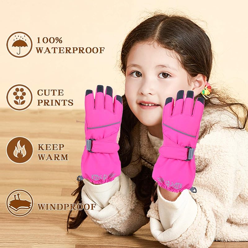 Guantes invierno niños niñas esquí impermeables forro polar