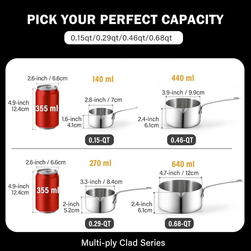 Calentador mantequilla acero inox 21.6oz sartén múltiples