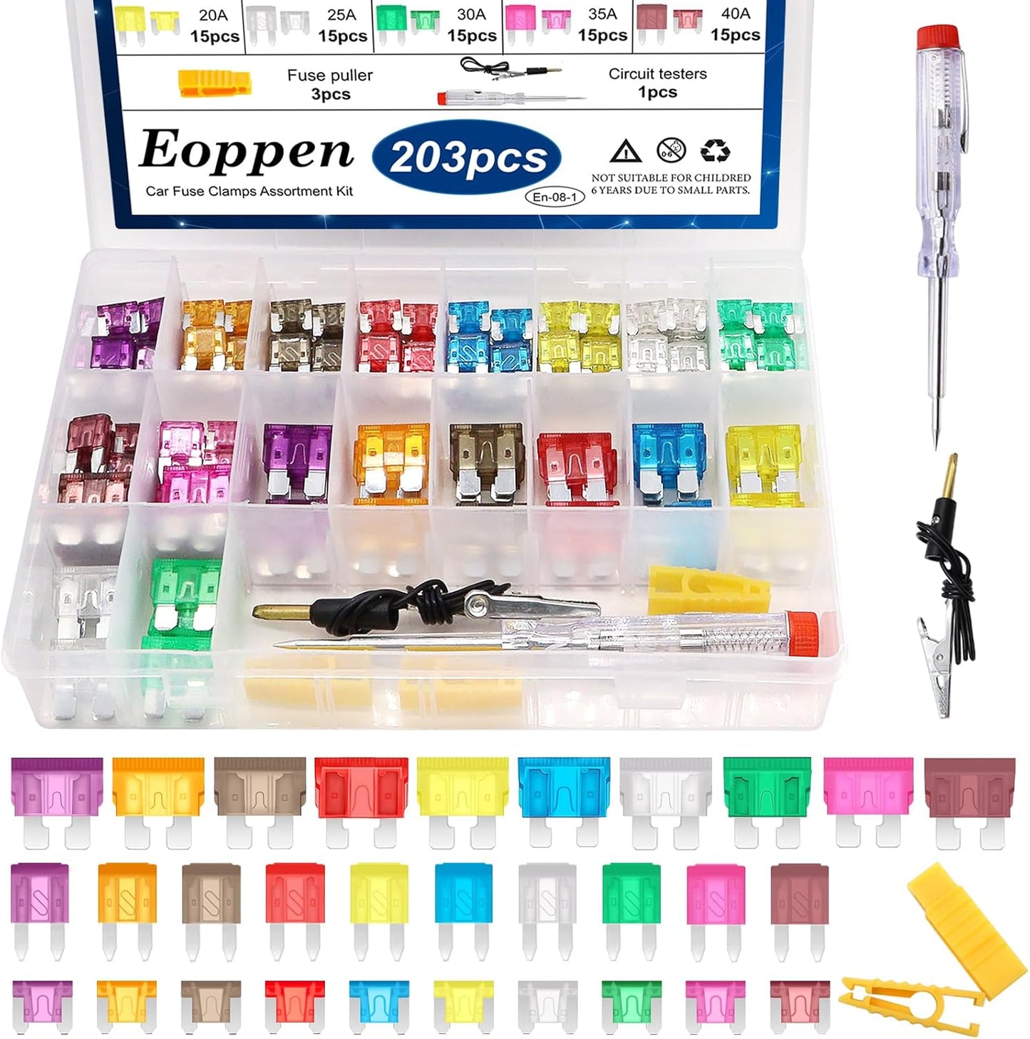 Kit fusibles auto con extractor y probador circuito 3A-40A
