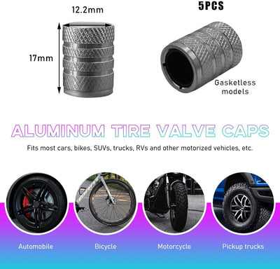 5 Pzas Tapas Vástago Válvula Neumático Coche Aluminio Anodizado
