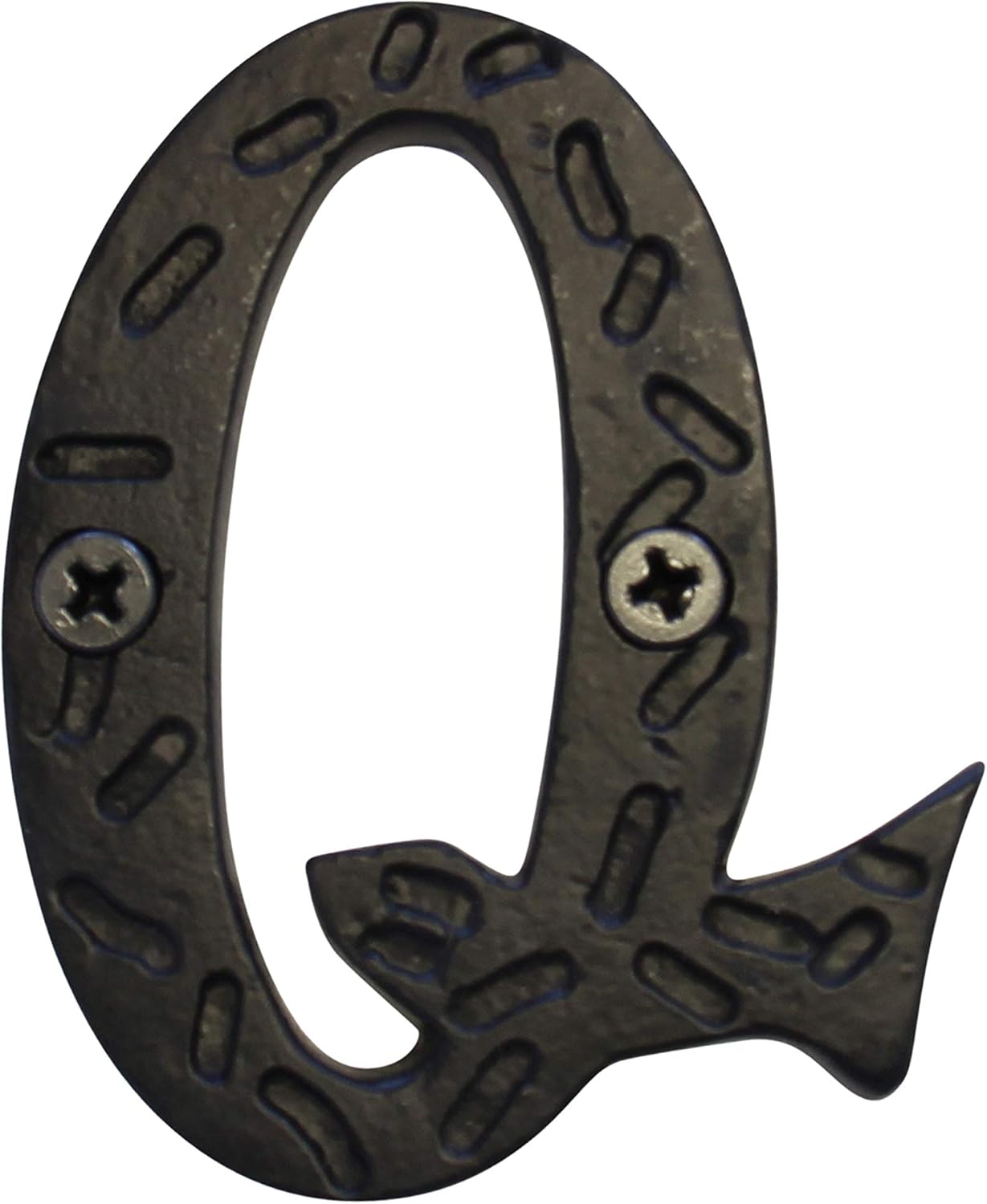 Hierro decorativo negro 3pulg letra Q con s