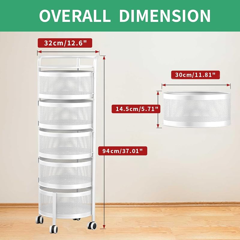 Canasta giratoria metal 5 niveles con ruedas