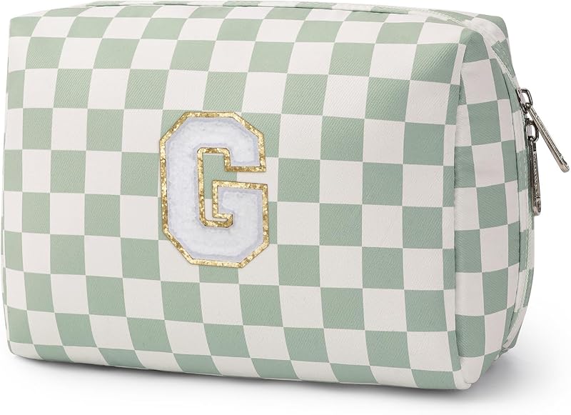 Bolsa maquillaje personalizada inicial G verde