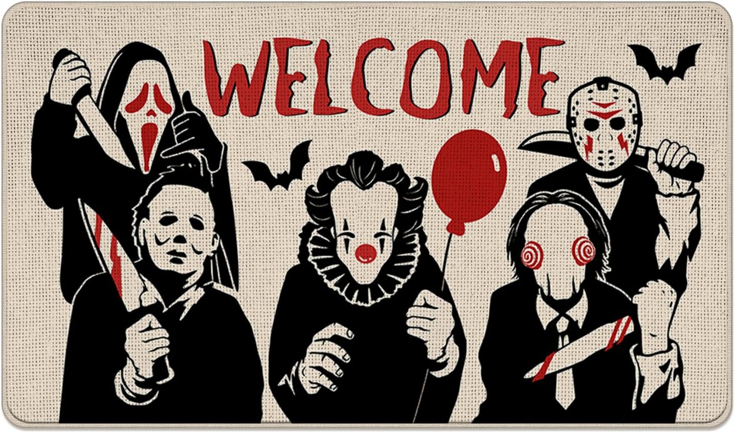 Tapete antiderrap Halloween personajes terror sangriento