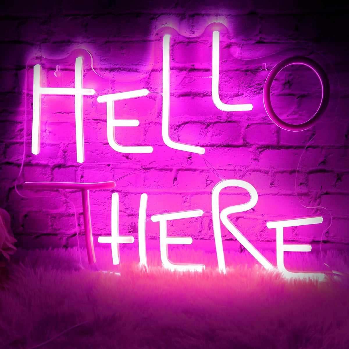 Letrero neón Hello There 13.78x10.63 rosado regulable