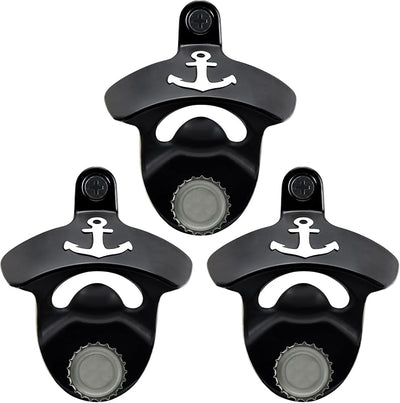 Abrebotellas magnético náutico pared ancla negro blanco set 3