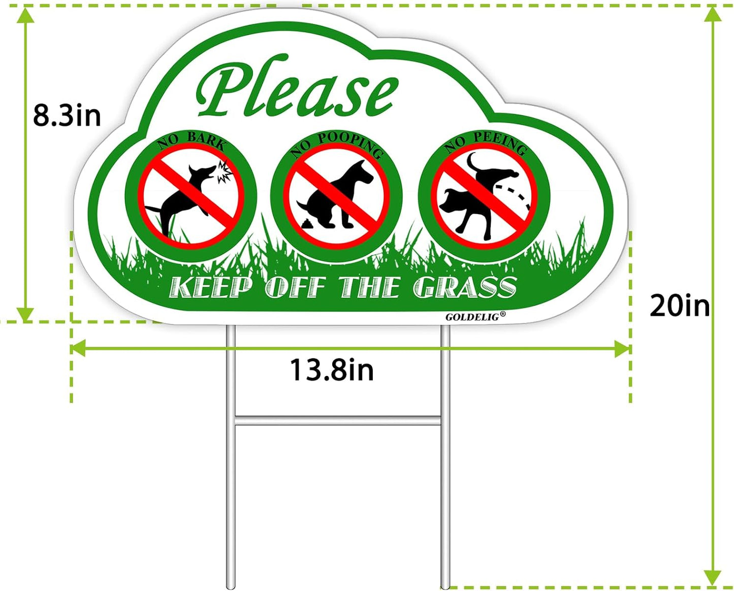 Cartel perro No Peeing 2unid 13.7x8.2" doble cara