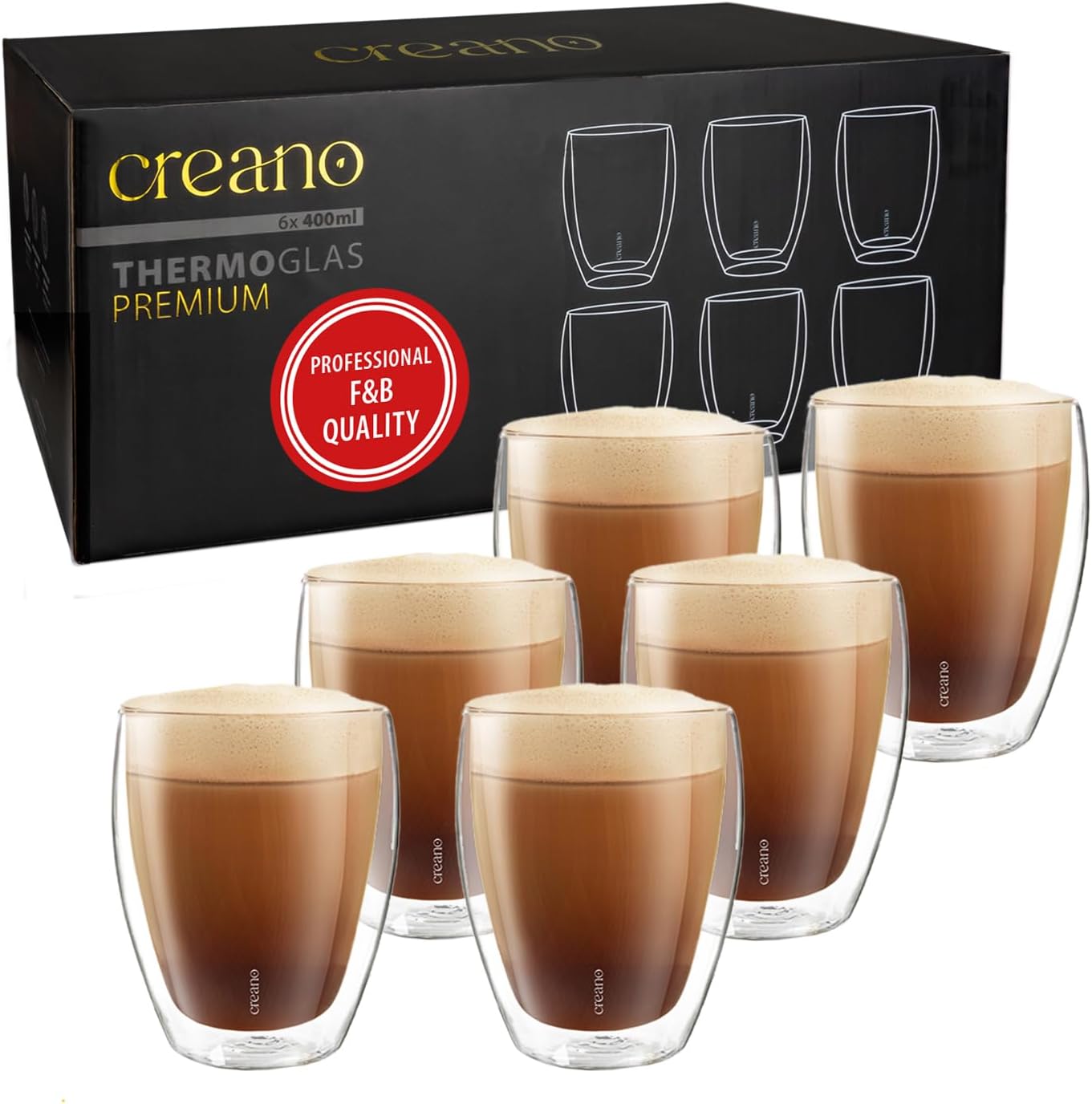 Vasos doble pared 12.5oz set 6 aptos lavavajillas