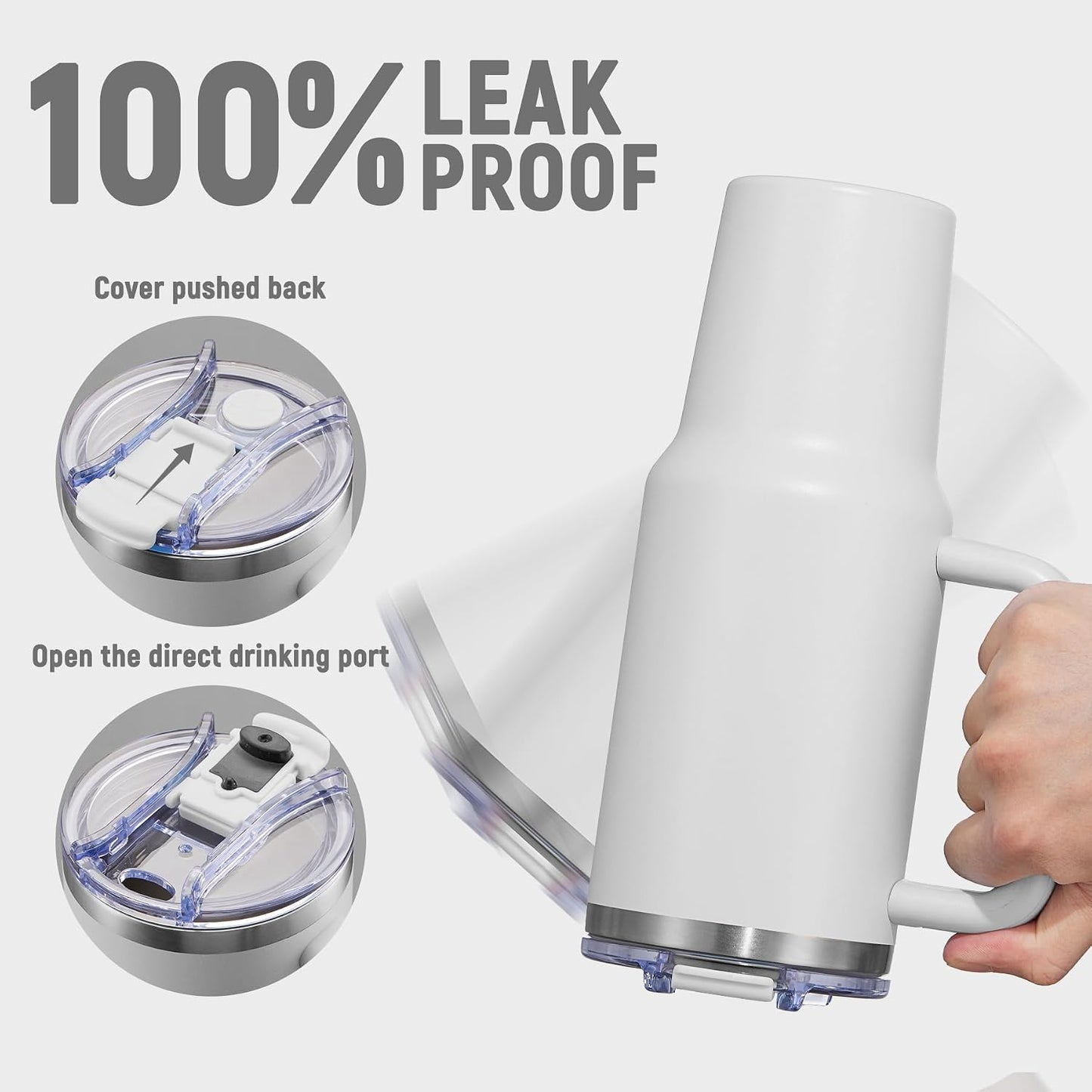 Vaso acero inox 40oz doble pared sellado vacío blanco