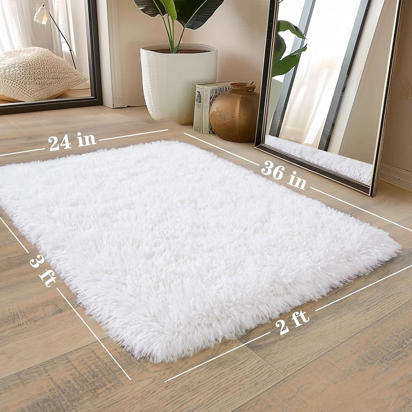 Alfombra lanuda suave moderna 2x3ft antideslizante