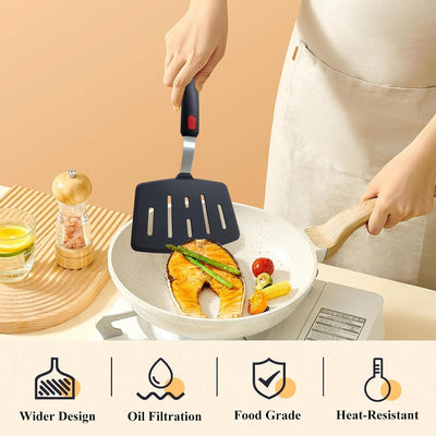 Espátula silicona ranurada para freír tortilla huevo pescado