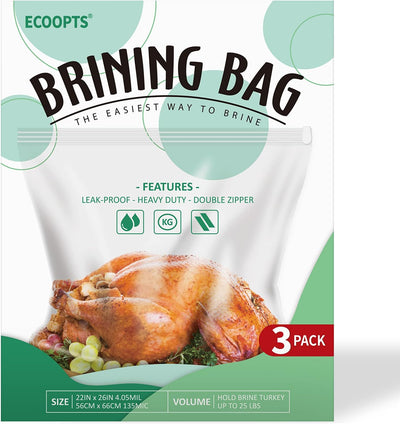 Bolsa salmuera pavo 3uds 26x22" 35lb sello doble sin BPA