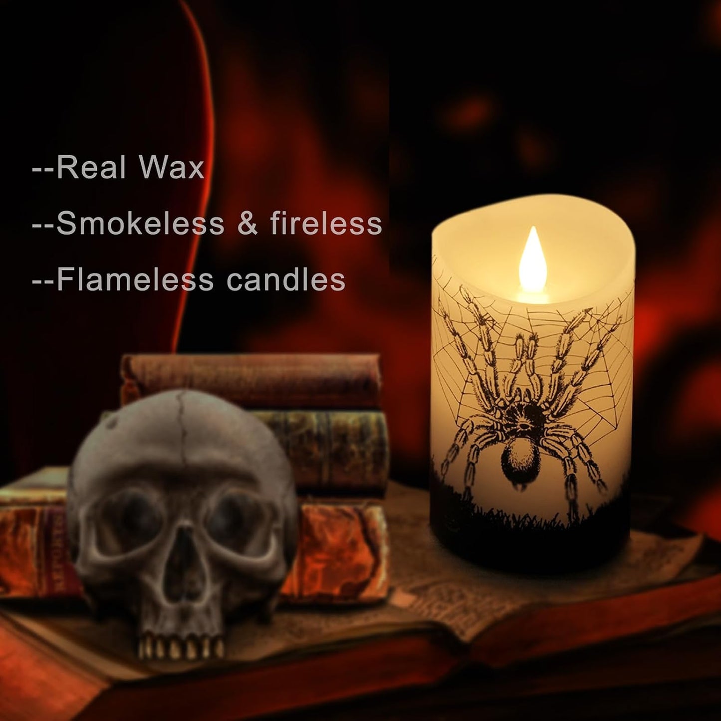 Velas LED Halloween con control remoto 7.6x12.7cm pilar cera real