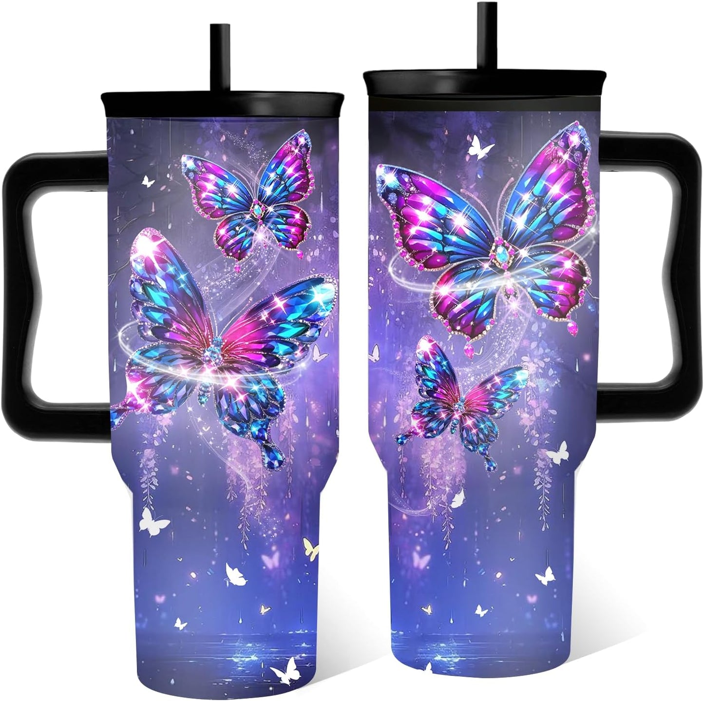 Taza antiderrame mariposa 40oz regalo mujer